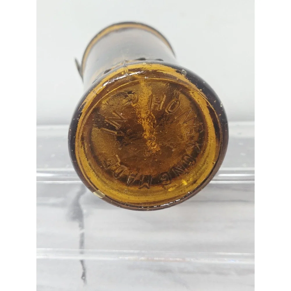 AMBER GLASS OIL LAMP kerosene vintage retro kitsch Hong Kong‎ hurricane